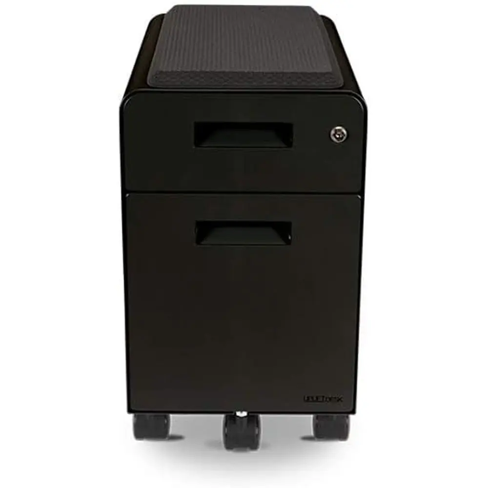 

Компактный двухдверный шкаф на колесиках с сиденьем, черный цвет