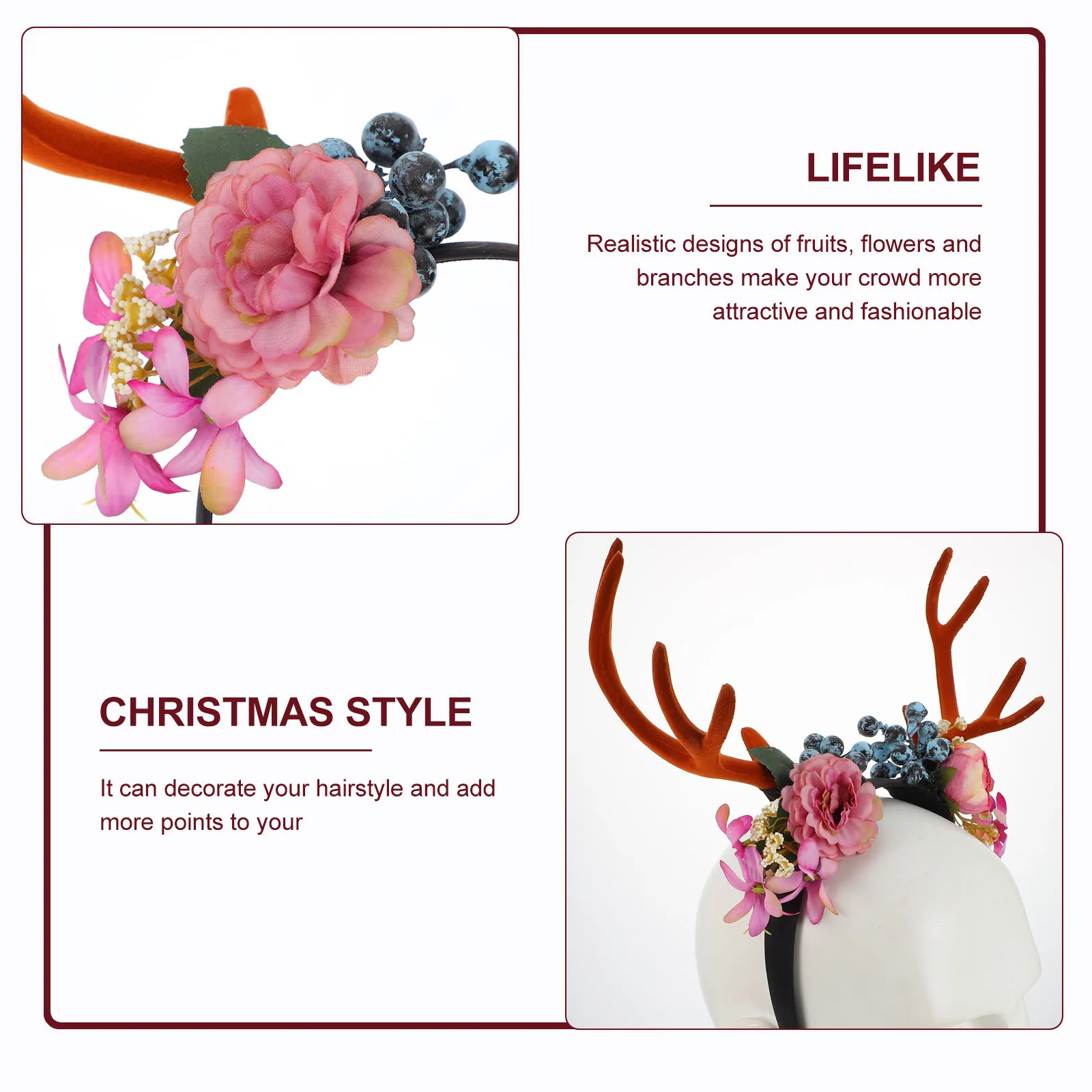

Elk Headband Christmas Prop Antler Hairband Party Headdress Decor Accessory Headbands Xmas