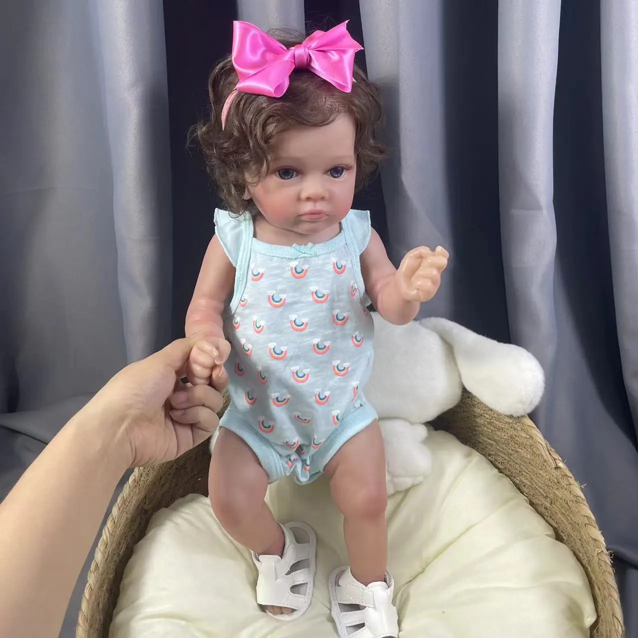 53CM Full Body Vinyl Girl Waterproof Reborn Doll Tutti Face Hand-Detailed Painting with Visible Veins Lifelike 3D Skin Tone Gift