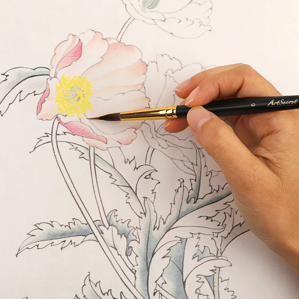 Artsecret Suluboya İnce Detaylandırma Boya Fırçası Üçgen Ahşap Saplı 2 katmanlı Sanat Astar Fırçası Akrilik Mürekkepler Guaj Boyama için