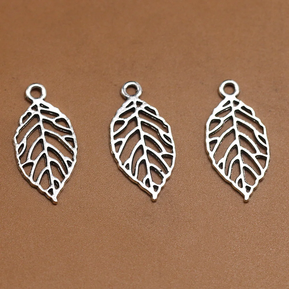 

50Pcs Retro Leaf Pendant Alloy Charms Hollow Out Design for DIY Jewelry Making Necklace Bracelet Craft Accessory Silver