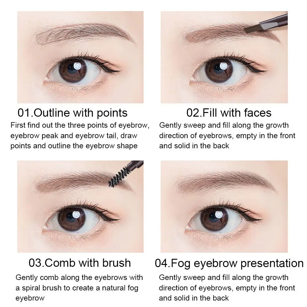Fashion Beginners Waterproof Triangular Eyebrow Pen Eyebrow Brush Double Head Eyebrow Pencil Three-Dimensional