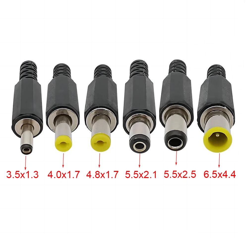 5 sztuk złącze zasilania prądem stałym wtyczka 3.5x1.35mm 4.0x1.7mm 4.8x1.7mm 5.5x2.1mm 5.5x2.5mm 6.5x4.4mm męskie gniazdo typu jack Adapter