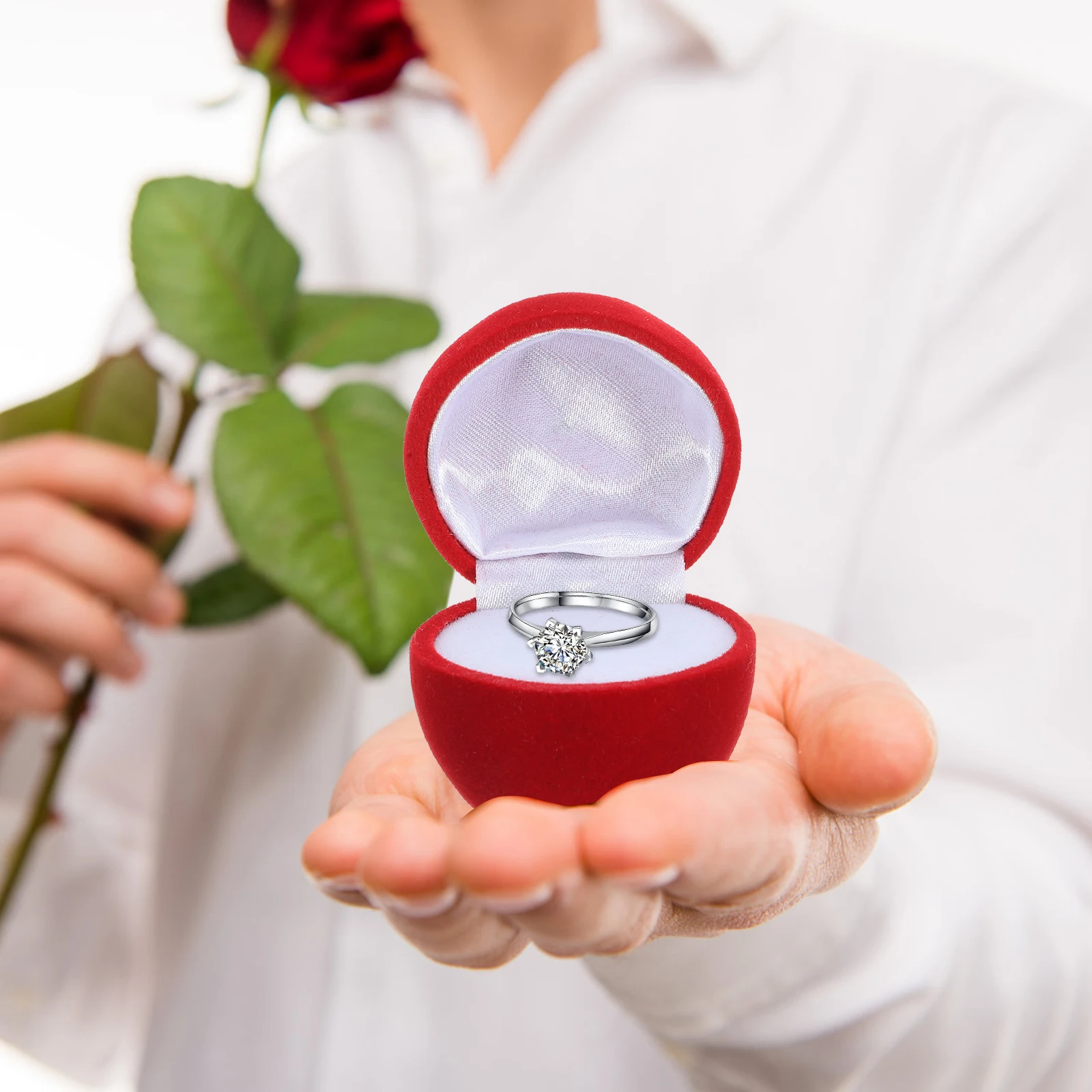 

2pcs Christmas Shape Jewelry Case Gift Packaging Box Fashion Jewelry Storage Portable Ring Holder Durable Protective Graceful