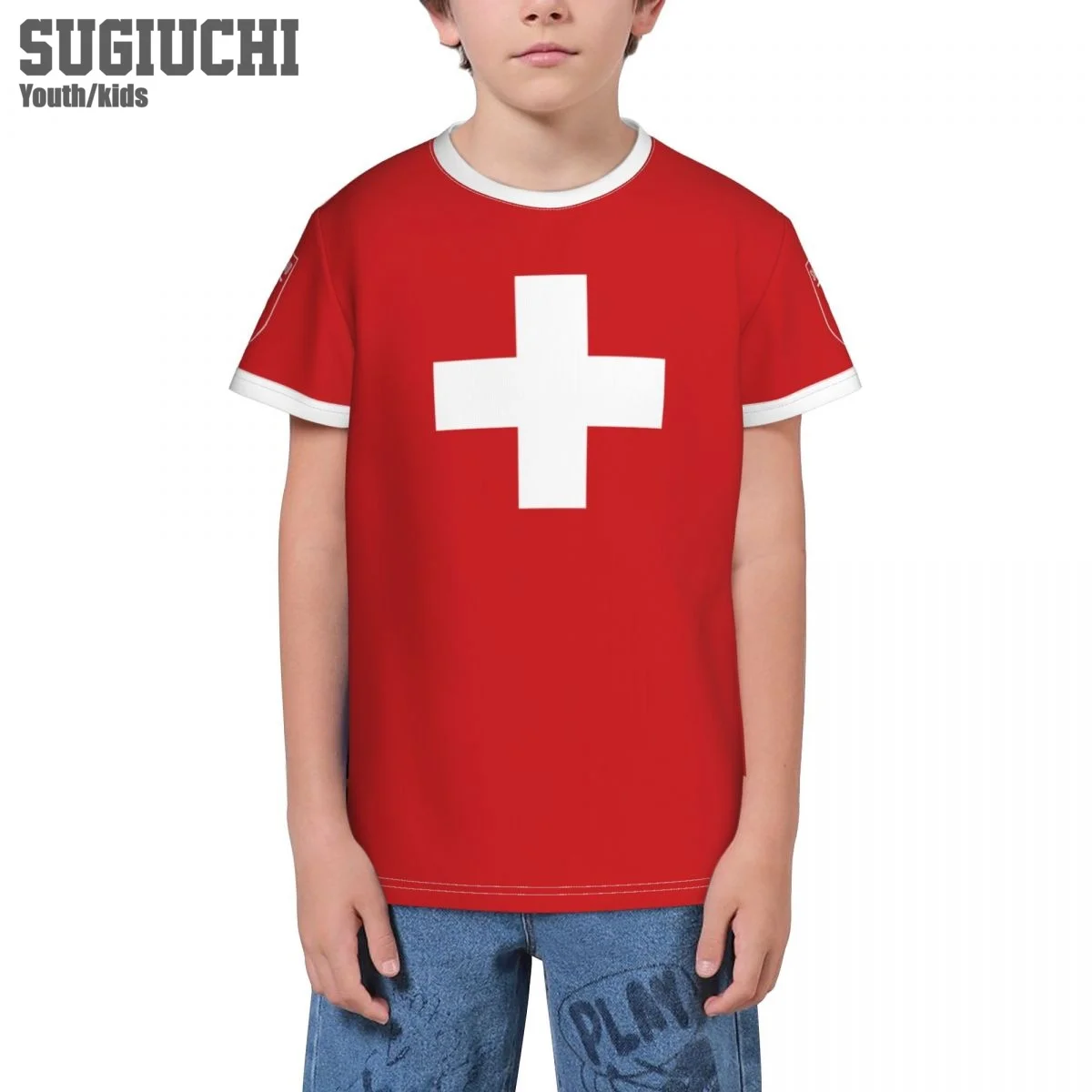 Custom Name Number Swiss Switzerland Flag Emblem 3D T-shirts For Kids Youth Boy/Girl Tees jersey Soccer Football Fans T shirt