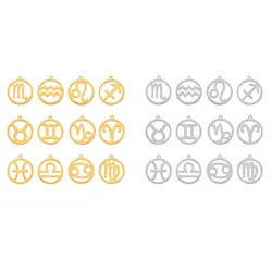 12pcs Mix 12mm StainlessSteel Birthday Women's Fashion Jewelry Charm Pendant DIY Vacuum Plate Necklace Earring