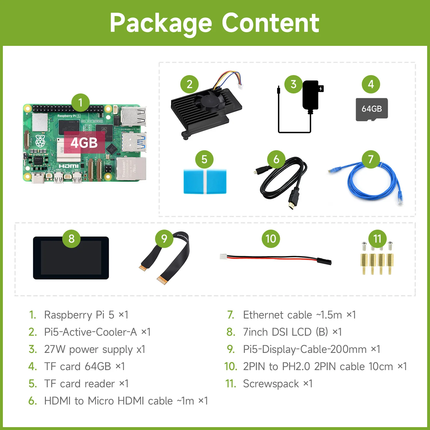 

Raspberry Pi 5 with Waveshare Accessory Display Kit B, Options for 4GB/8GB RAM, BCM2712 processor, 2.4GHz quad-core 64-bit Arm