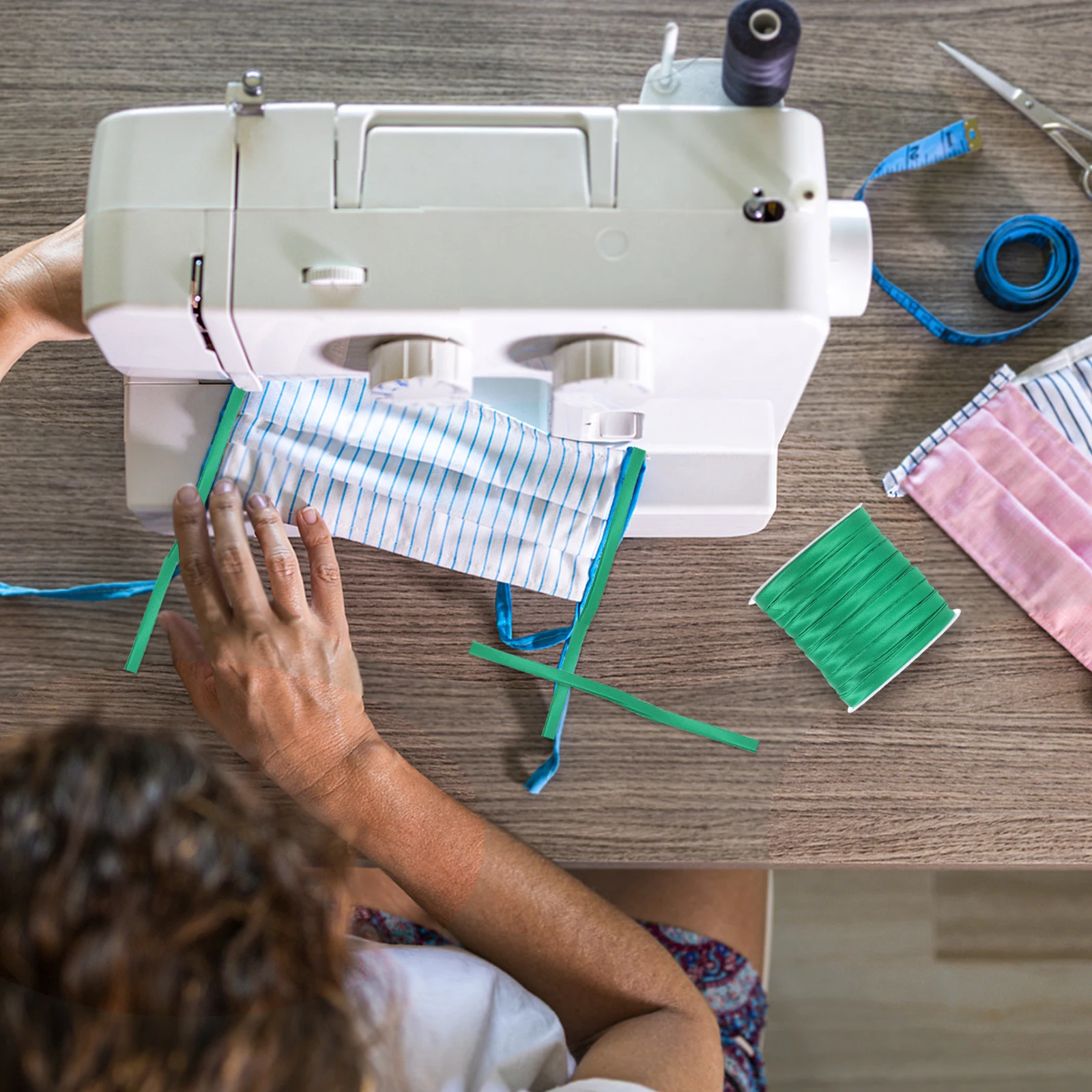 

Double Fold Bias Tape Green Black Hemming Quilt Binding Fabric Piping Sewing Seam Tape Craft Tailors Ribbon