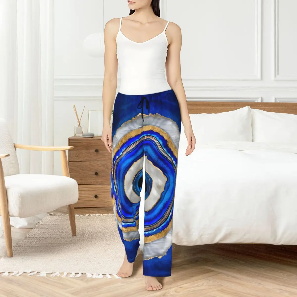 

Custom Print Nazar Evil Eye Pajama Pants Womens Symbol Amulet Sleep Sleepwear Bottoms with Pockets