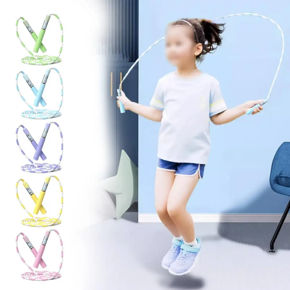 Pain-free Skipping Rope Adjustable Kids Skipping Rope with Soft Bead Segments Non-slip Handle for Tangle-free for Students