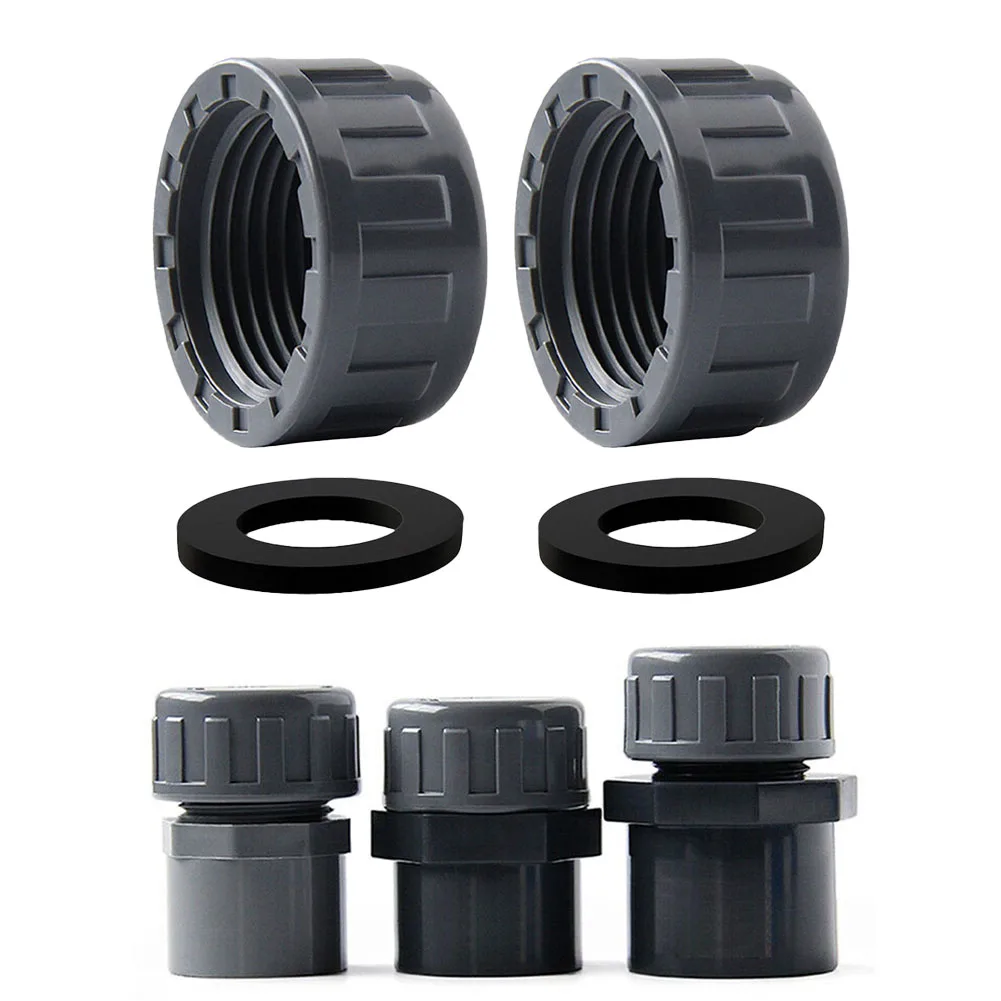 2pcs PVC Female Thread End Cap Connector 20mm/25mm/32mm Hose Connector With Rubber Seals Water Pipe Connector Fittings