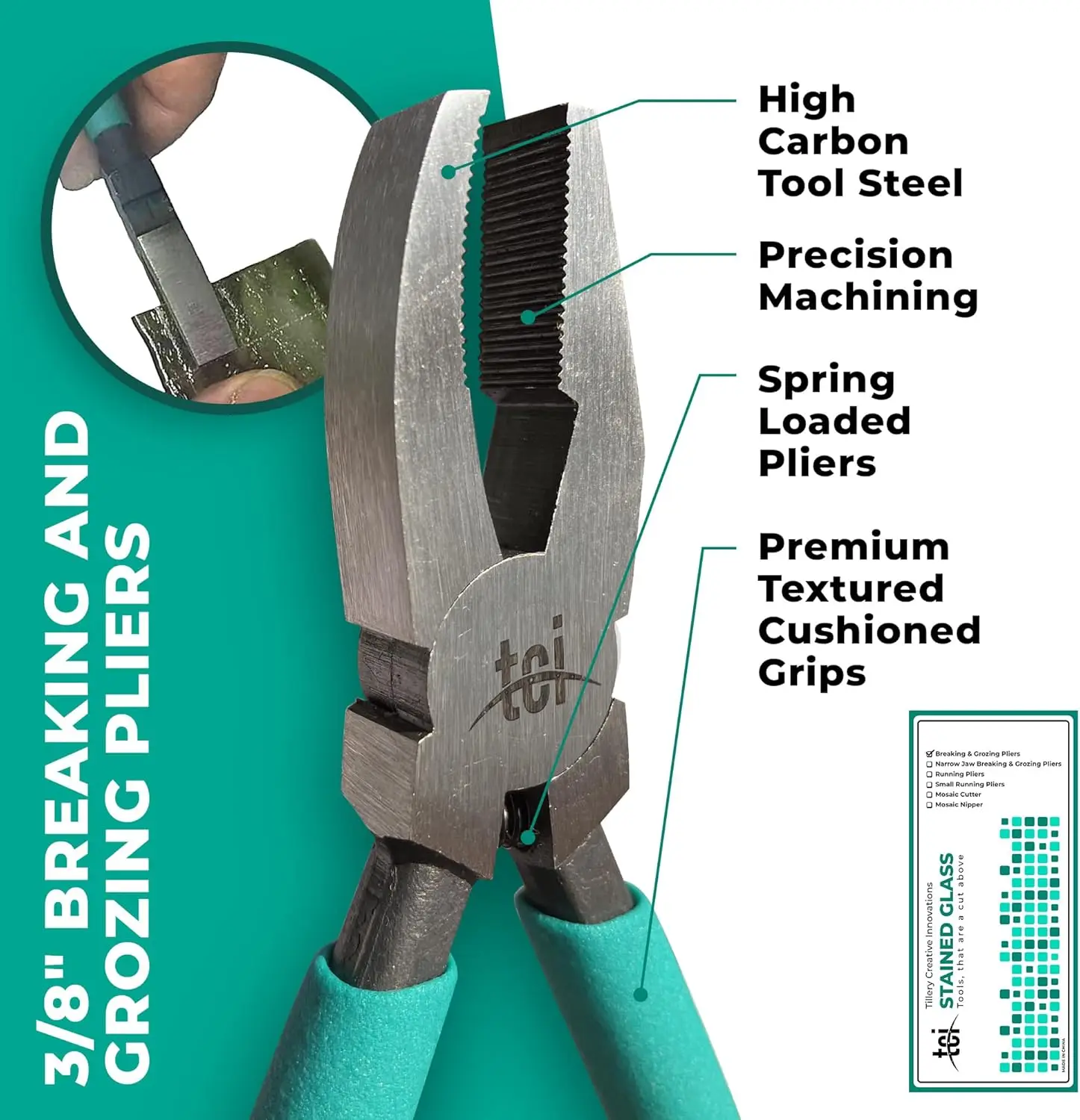 Professional Eight PC Stained Glass Tool Kit with Instructional Video, Oil Fillable Pistol and Pencil Grip Cutter, 1” Running Pl