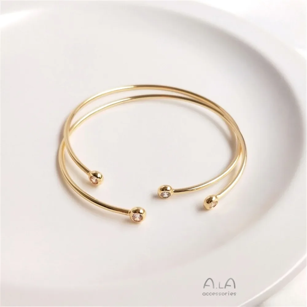 14K Gold Plating Inlaid zircon bracelet INS Tide bracelet Simple fashion diy bottom bracelet jewelry