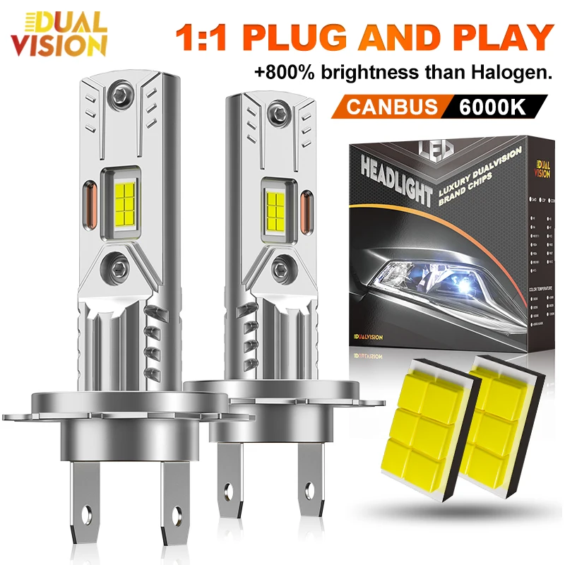 

Mini H7 LED Headlight Bulbs CANBUS 30000LM 120W Car Turbo Driving Headlamp Error Free 6000K White Wireless High Low Beam 12V