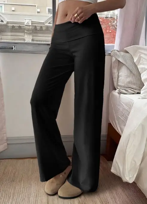 

Spring Summer New Fashion Casual Daily Style Solid Color Simple Low Waist Design Slim Fit Versatile Women's Straight Leg Pants