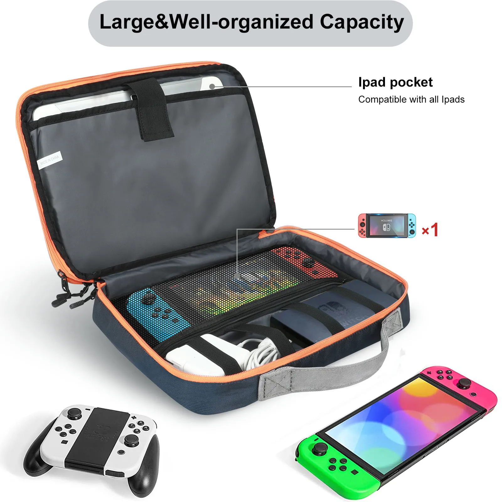 11.6 Inch Double Layer Electronic Thicken Cable Organizer Bag Portable Case for Hard Drives, Cables, Charge, Kindle, iPad