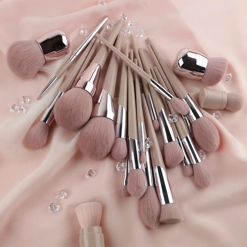 Nordic Nude Pink Eye Makeup Brush Combination Set Brush Eye Shadow Nose Shadow Brush Smoke Smudge Blending Make Up Brush Tool