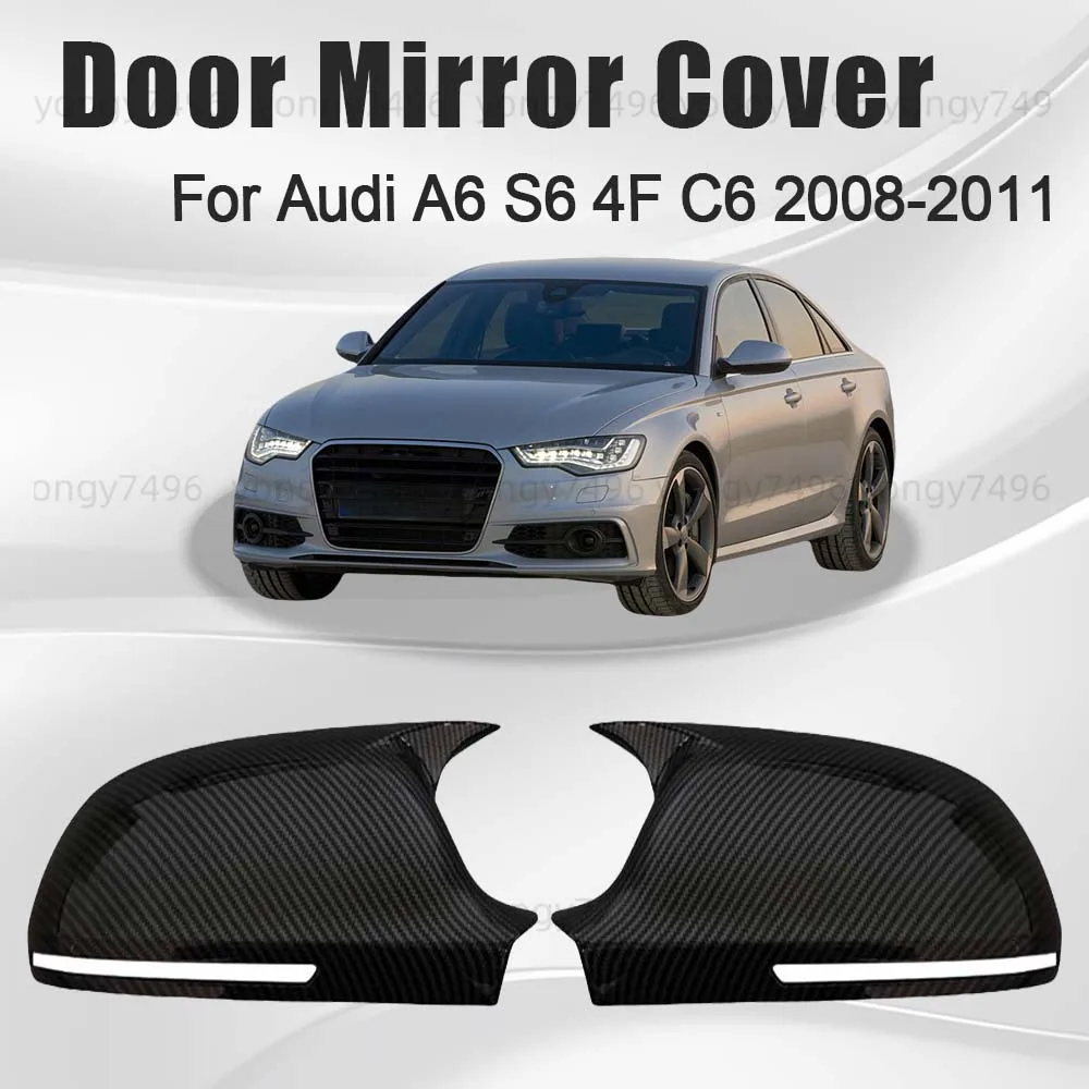 

Car Upgrade Carbon Fiber Glossy Black Door Mirror Cover For Audi A6 S6 4F C6 2008 2009 2010 2011 Car Rearview Accessories