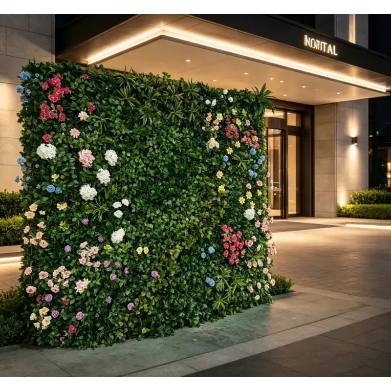 Customized Anti-Uv Artificial Foliage Fence Green Wall System Decoration Supplies Hedge Mat Vertical Garden