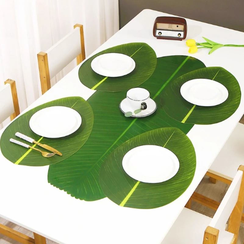 

PEVA Simulated Green Plant Beauty Spot Placemat Home Green Desktop Decorative Pad Waterproof Heat Insulation Ornament
