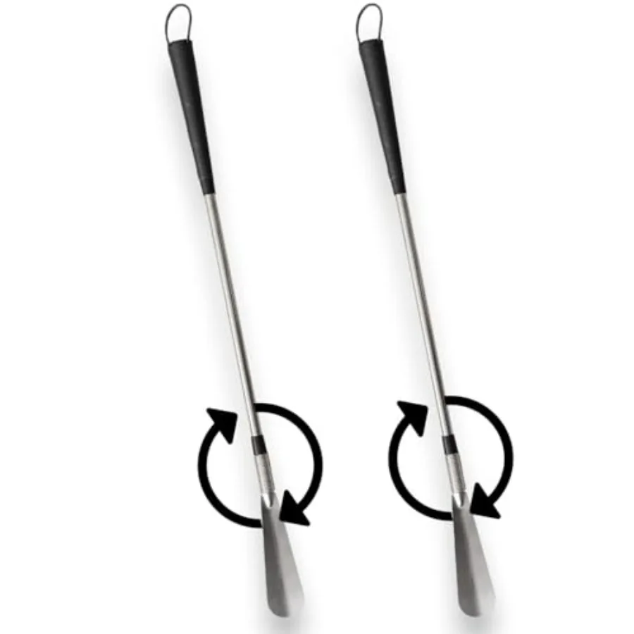 

Essential Medical Supply Deluxe 2 Pack of Long Handle 24in Shoehorns with Spring Flex End for Easier Shoe - No Bend Device to M