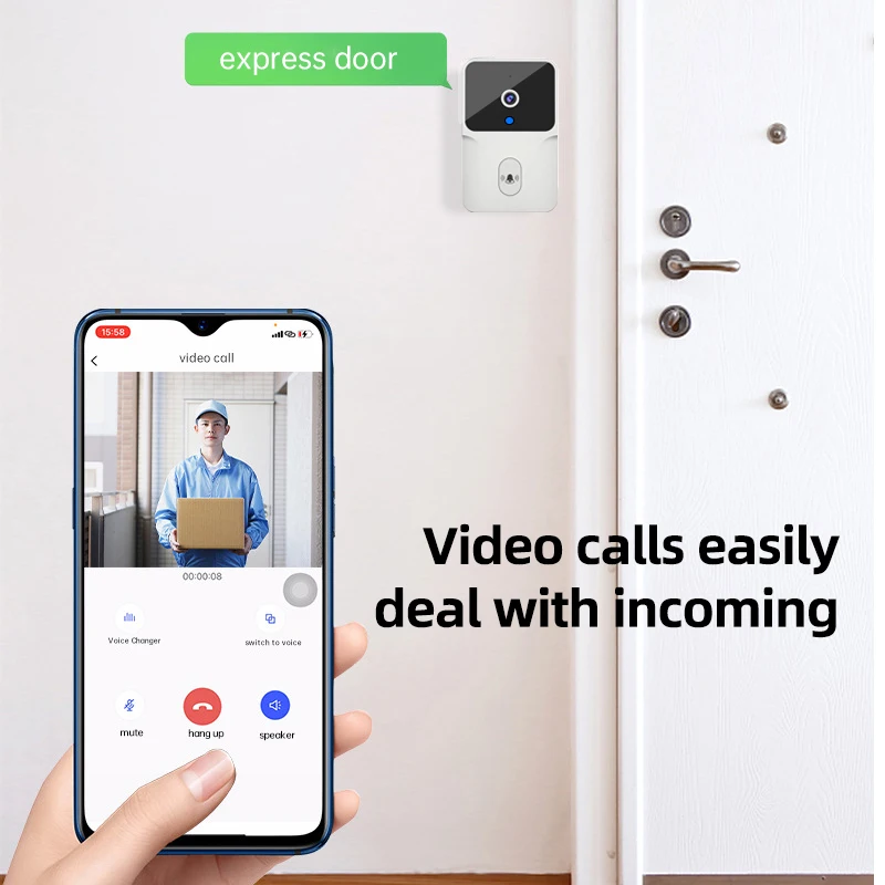Danmini Intelligent Video Intercom Doorbell 300000 Pixels 480P 85 ° Viewing Angle Camera Unidirectional Wake-up Tuya APP Control