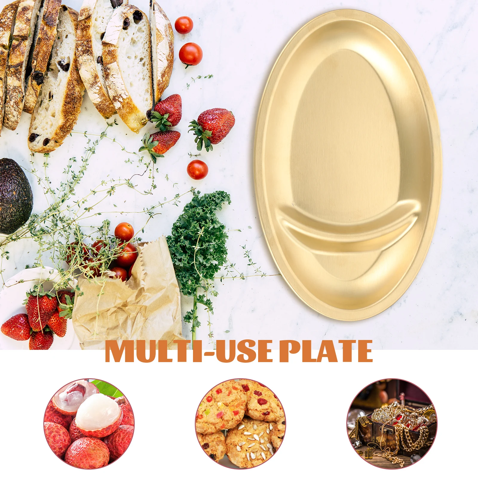 

1pc Stainless Steel French Fries Serving Plate Multi-Use Snack Dish For Restaurant Bbq Fried Food Tray Household Kitchen Bar