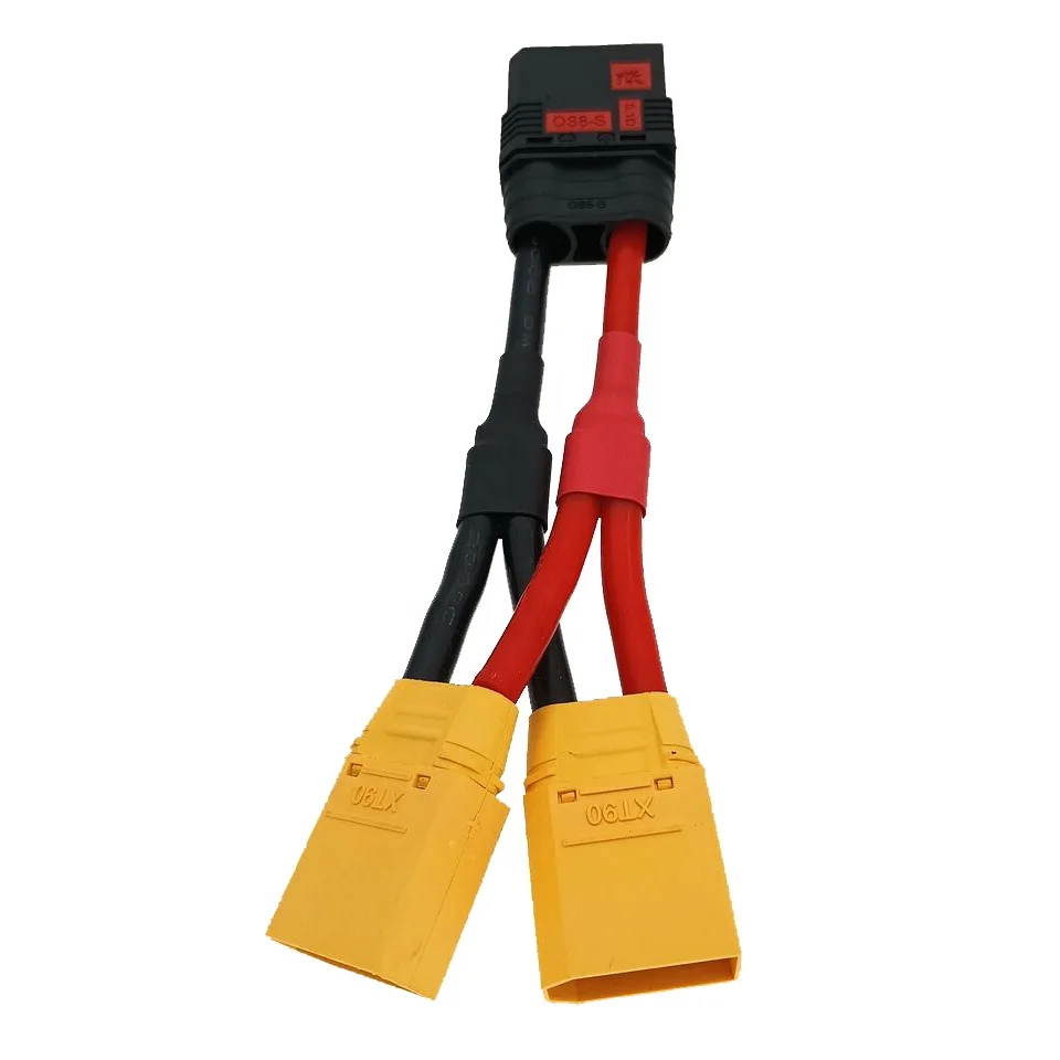 5PCS QS8 XT90 Plug 10AWG 100mm Parallel Y Wire Harness Anti-Spark Connector 1 Female To 2 Male For RC Lipo Battery Amass Product
