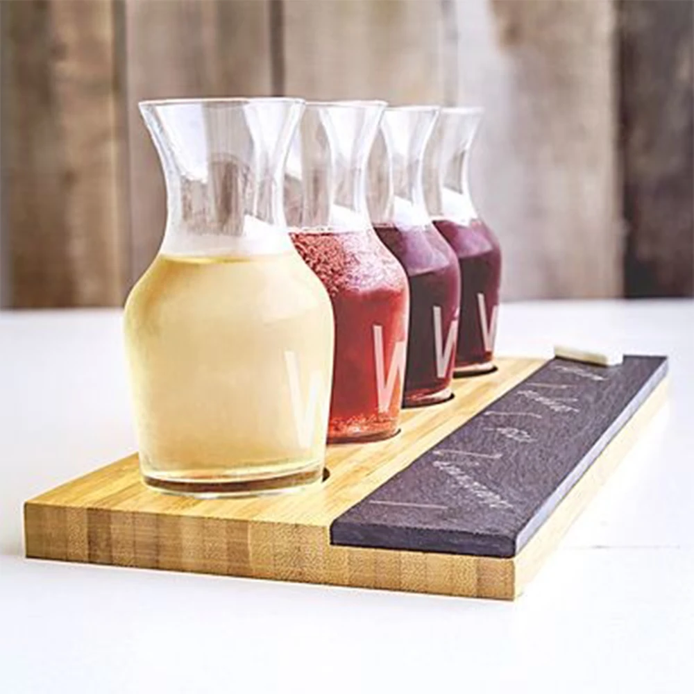 

Custom Wine Tasting Flight Sampler Set - wood Paddle board Chalkboard and Chalk