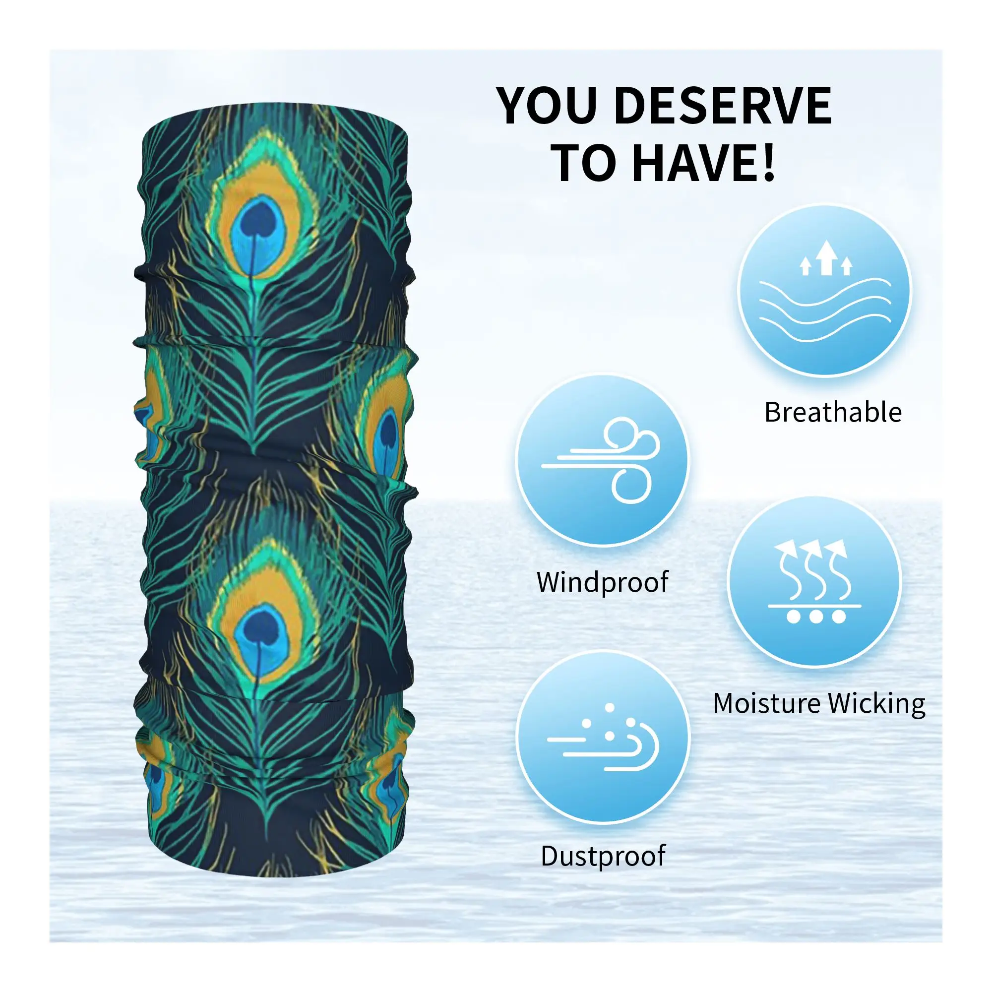 Peacock Eye Feathers Art Board Bandana Neck Gaiter Printed Mask Scarf Multi-use Face Mask Outdoor Sports For Men Women Adult - view 3