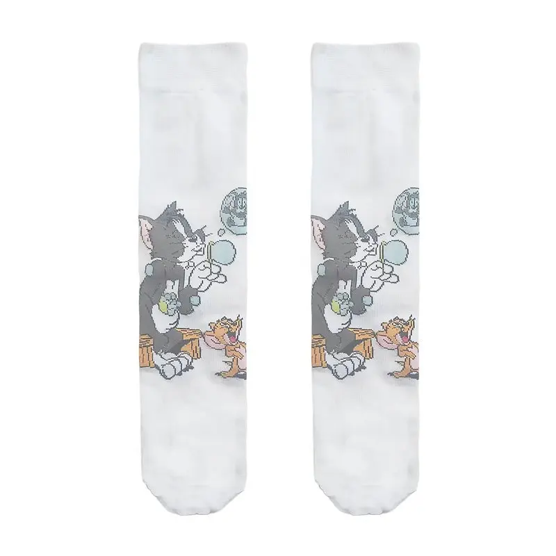 Four seasons cute anime tide cat and mouse rich Tom Jerry women's cotton tide socks men's socks mid-calf socks