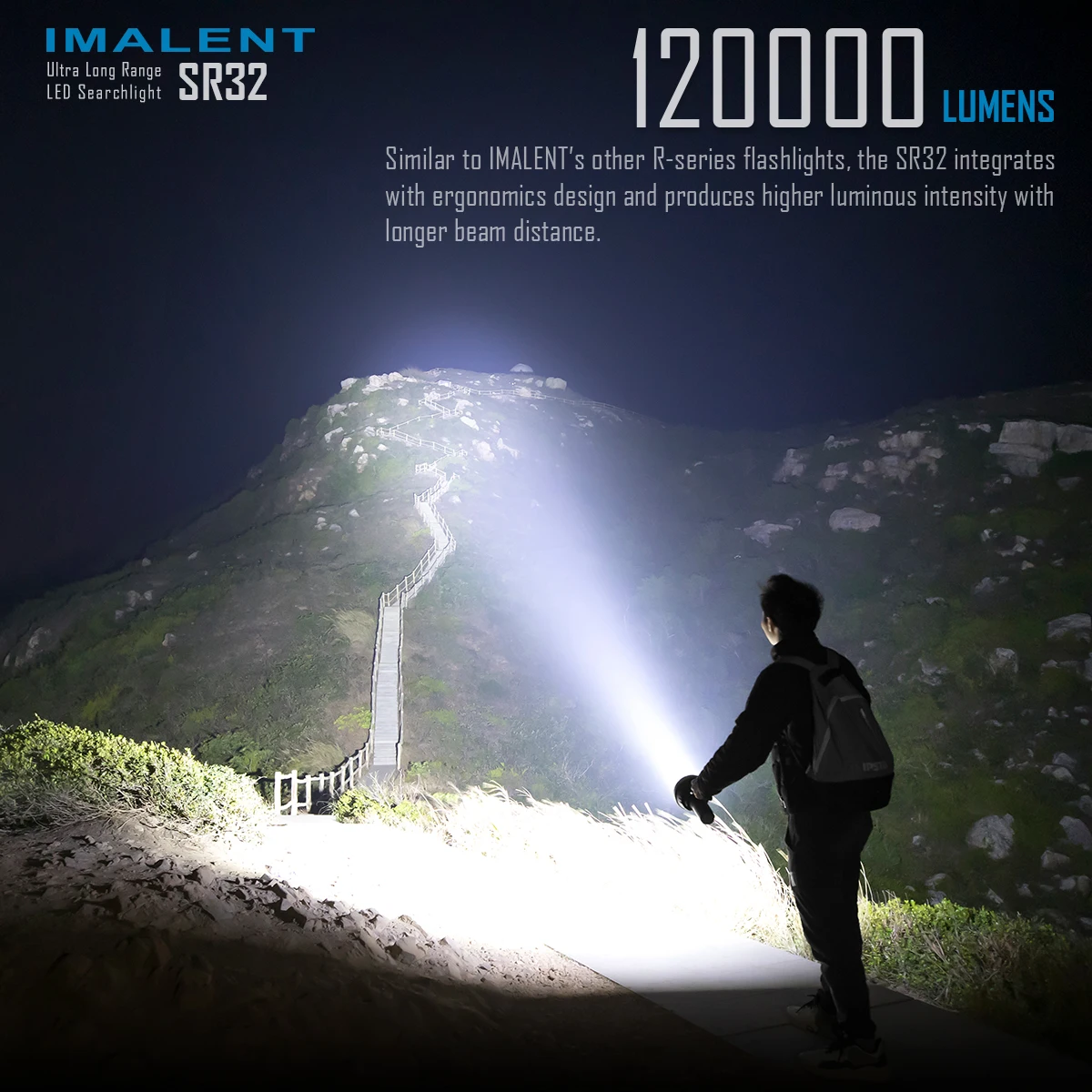 IMALENT SR32 120000 Lumens Powerful Searchlight Flashlight AC Rechargeable Outdoor Camping Torch 32pcs Led Bulb