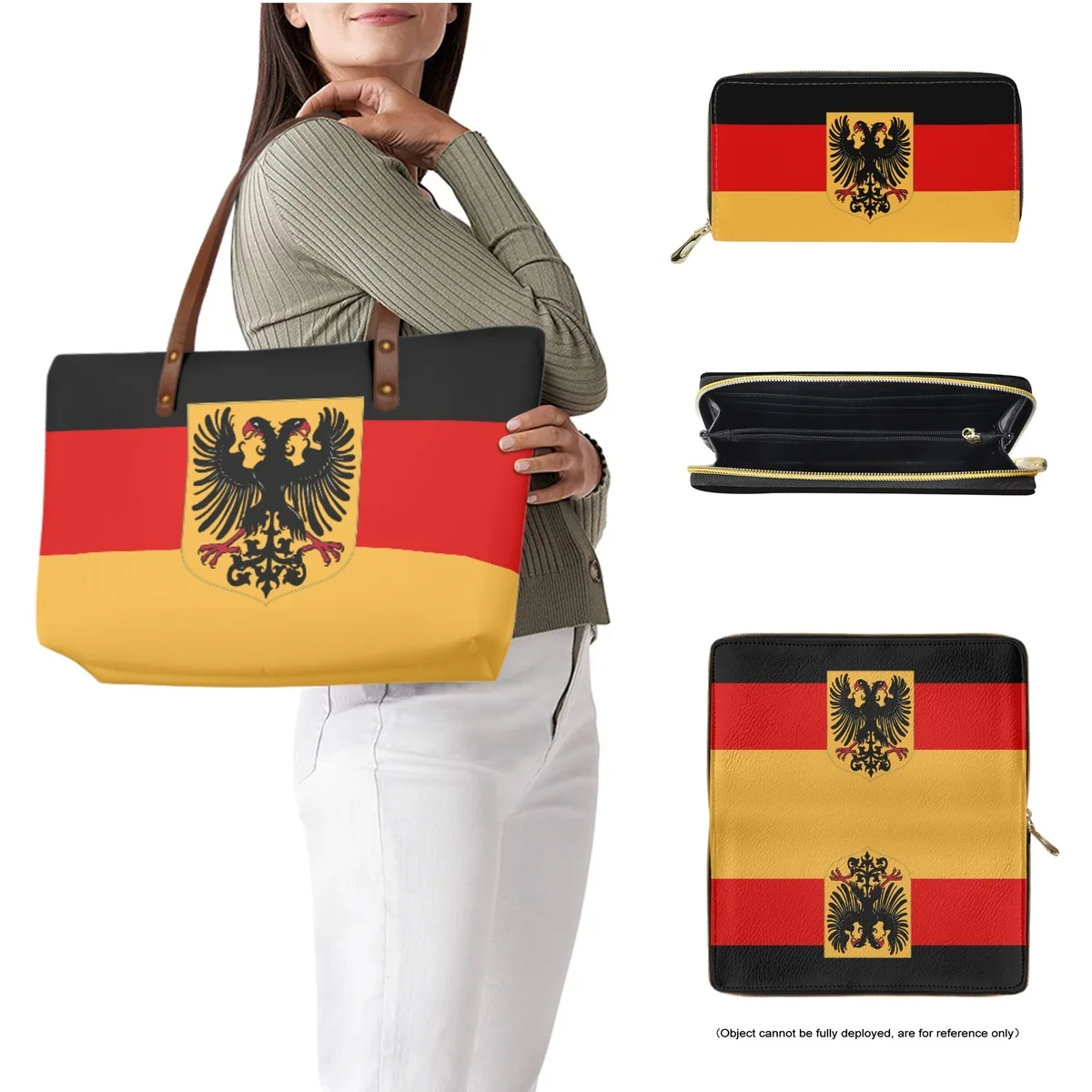 FORUDESIGNS Various Designs Women's Handbags Stylish German Empire Flag Design Tote Combination Bag Wallet Large Capacity