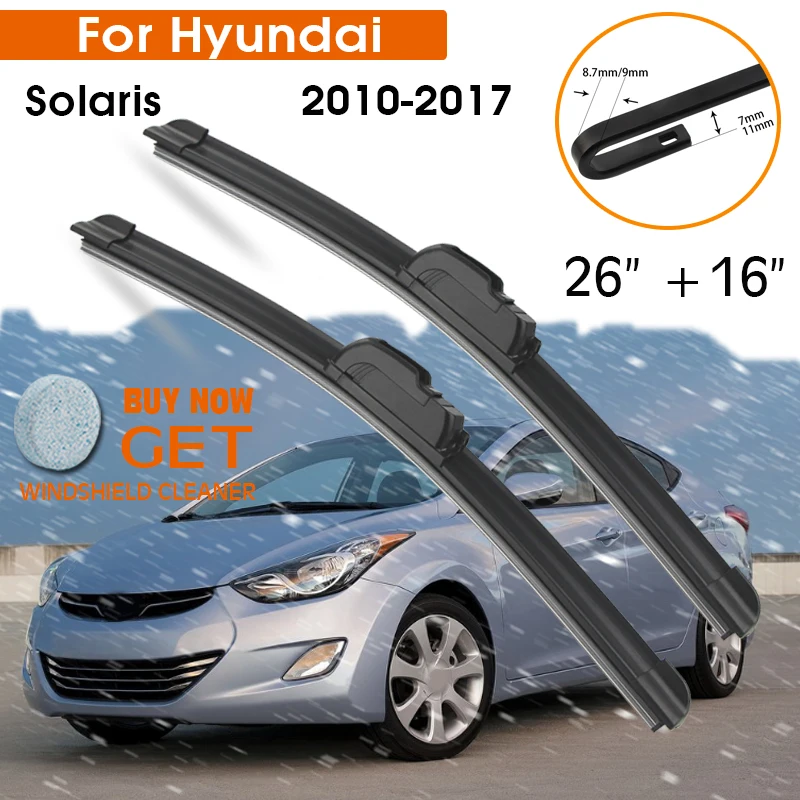 

Щетки стеклоочистителя для Hyundai Solaris 2010-2017, 26+16 дюймов, для лобового стекла, резиновые, силиконовые, аксессуары для автомобилей