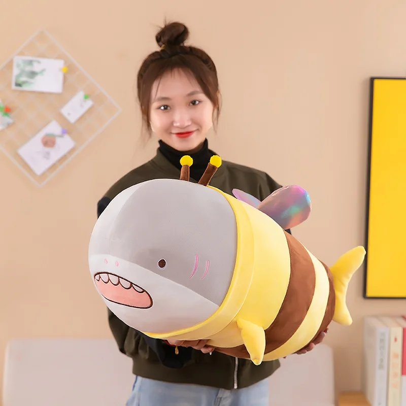 40/50/60/70cm Creative Cute Shark Bee Plush Doll Kawaii Soft Stuffed Pillow Girlfriend Surprise Gifts Home Furniture Decoration