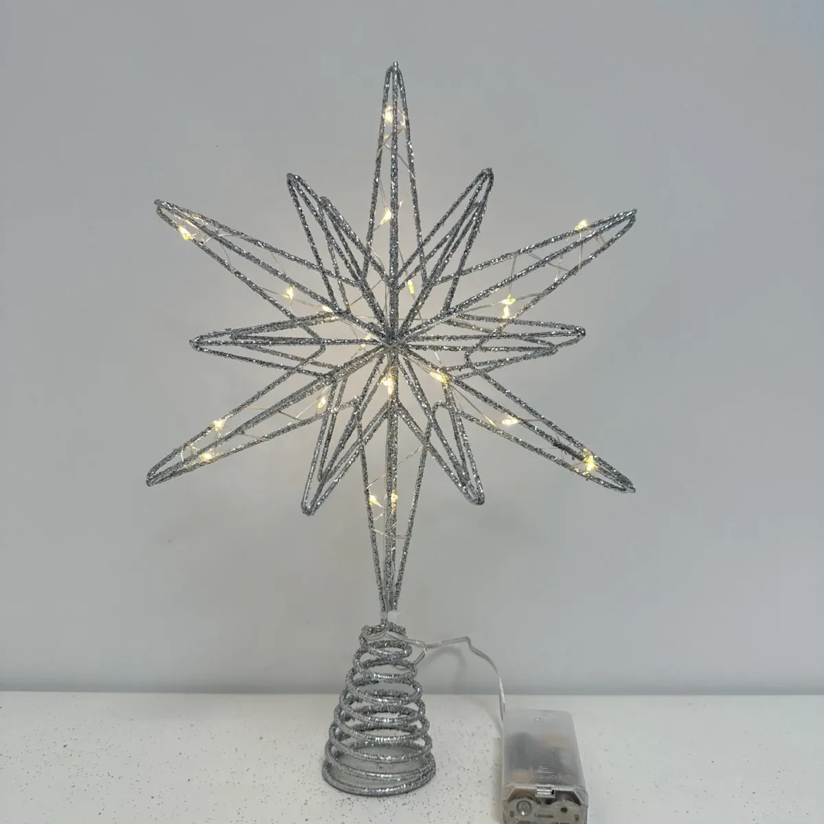 Weihnachtsbaum-Topper, Stern mit LED-Lichterketten, Ornamente, kreative LED-Leuchten, glitzernde Weihnachtsbaum-Dekoration für Party-Dekoration