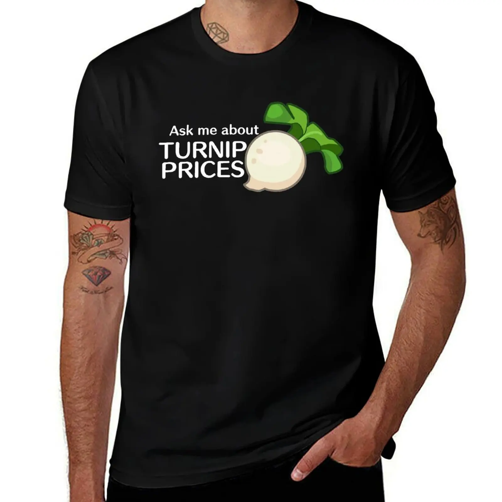 Ask Me About Turnip Prices T-Shirt Basic Crew Neck Short Sleeve Top