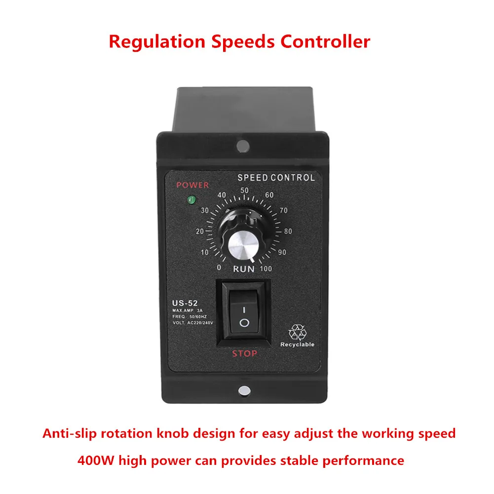 400W Motor Speed Controller AC 220V 50Hz Digital Adjustable Stepless Single Phase Motor Speed Controller 0-1450rpm Regulator