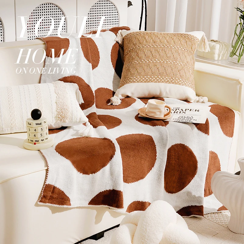 

Holiday Gift Pure Handmade Cream Blanket Living Room Bedroom Classic Simple Sofa Blanket Cover Blanket Bed Scarf Leisure Blanket