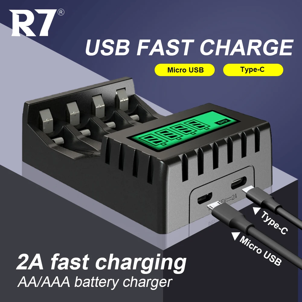 

4-8-Slot Ultra Smart Battery Charger For 1.2V AA AAA NiCD NiMH Rechargeable Battery for C D 9V battery LCD Display Quick Charger