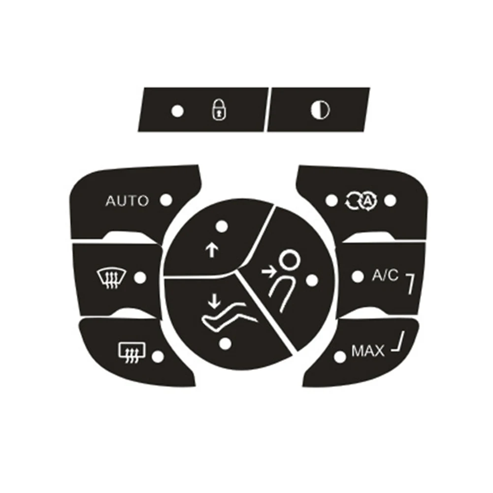 A/C Button Stickers A/C Control Button Repair Car Interior Repair High Grade Vinyl High Quality Material Push Button Type