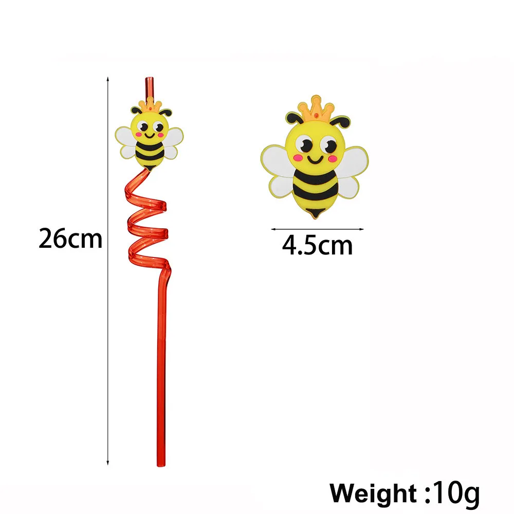 Bee Party Favors 8pcs Bee Drinking Straws Kids Bee Birthday Party Supplies Reusable Daisy Honey Plastic Straws Girl Goodie Gifts