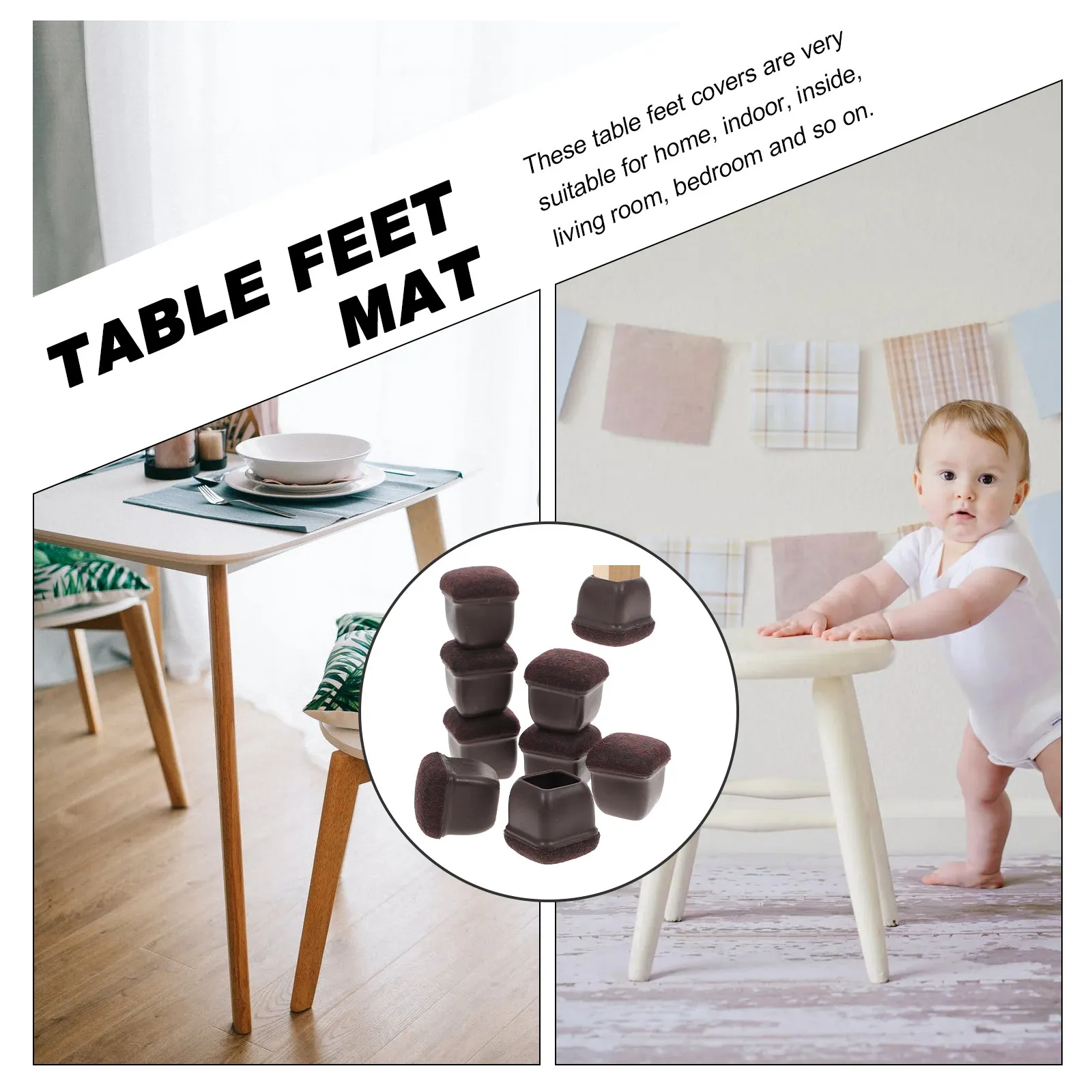 

8Pcs Furniture Foot Covers Chair Leg Pads Anti-Slip Protective Table Feet Mats for Chairs Bar Stools Dining Tables Home Floor