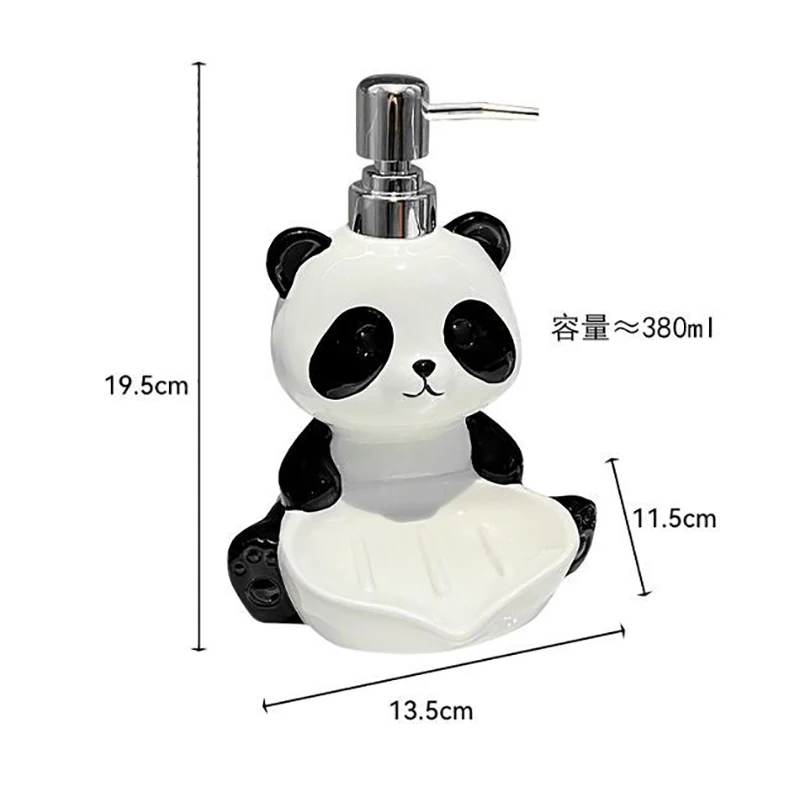 لطيف الباندا السيراميك زجاجة محلول صندوق الصابون ثنائي الغرض للتصريف شحذ المرحاض صندوق الصابون الحمام الشامبو غسول زجاجة تخزين جديد #6