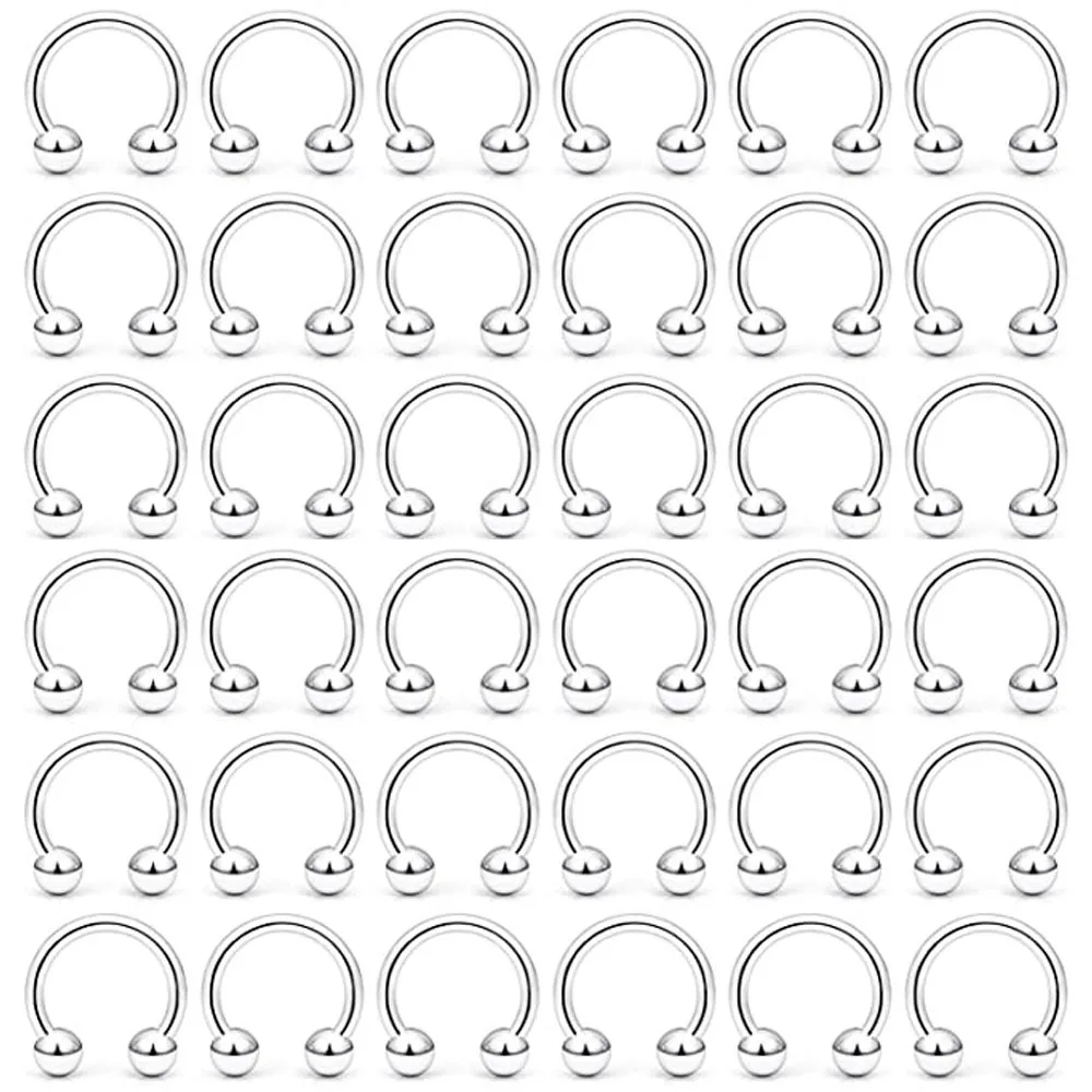 Wholesale 100PCS/Lot Surgical Steel Nose Ring Hoop Nostril Piercing Septum Ring Horseshoe Fake Nose Ring Body Jewelry 20G 16G