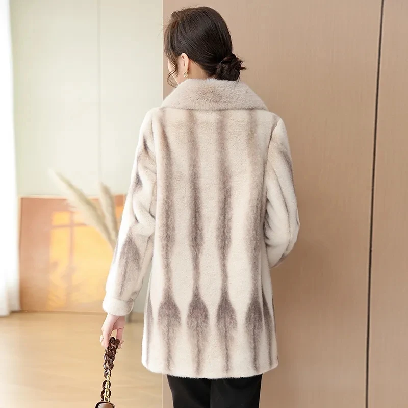 Mink Fleece Coat Women\'s Winter Noble Thickened Warm Loose High End Fur Rich Lady Long Sleeved Fur One Piece Mom\'s Clothing