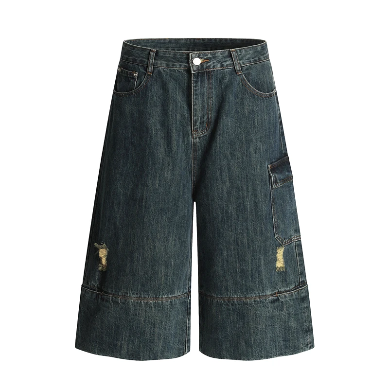

Washed Vintage 7/8 Length Jeans Loose Wide Leg Denim Pants for Men And Women Summer New Style American Casual High Waist Jeans
