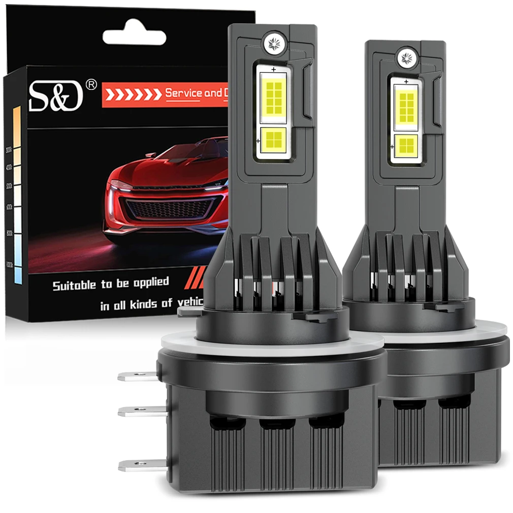 2pcs H15 LED Headlight Bulbs 40000LM 6500K Canbus Car LED High Beam DRL Day Running Lamp with Turbo Fan Error Free 120W Car Bulb