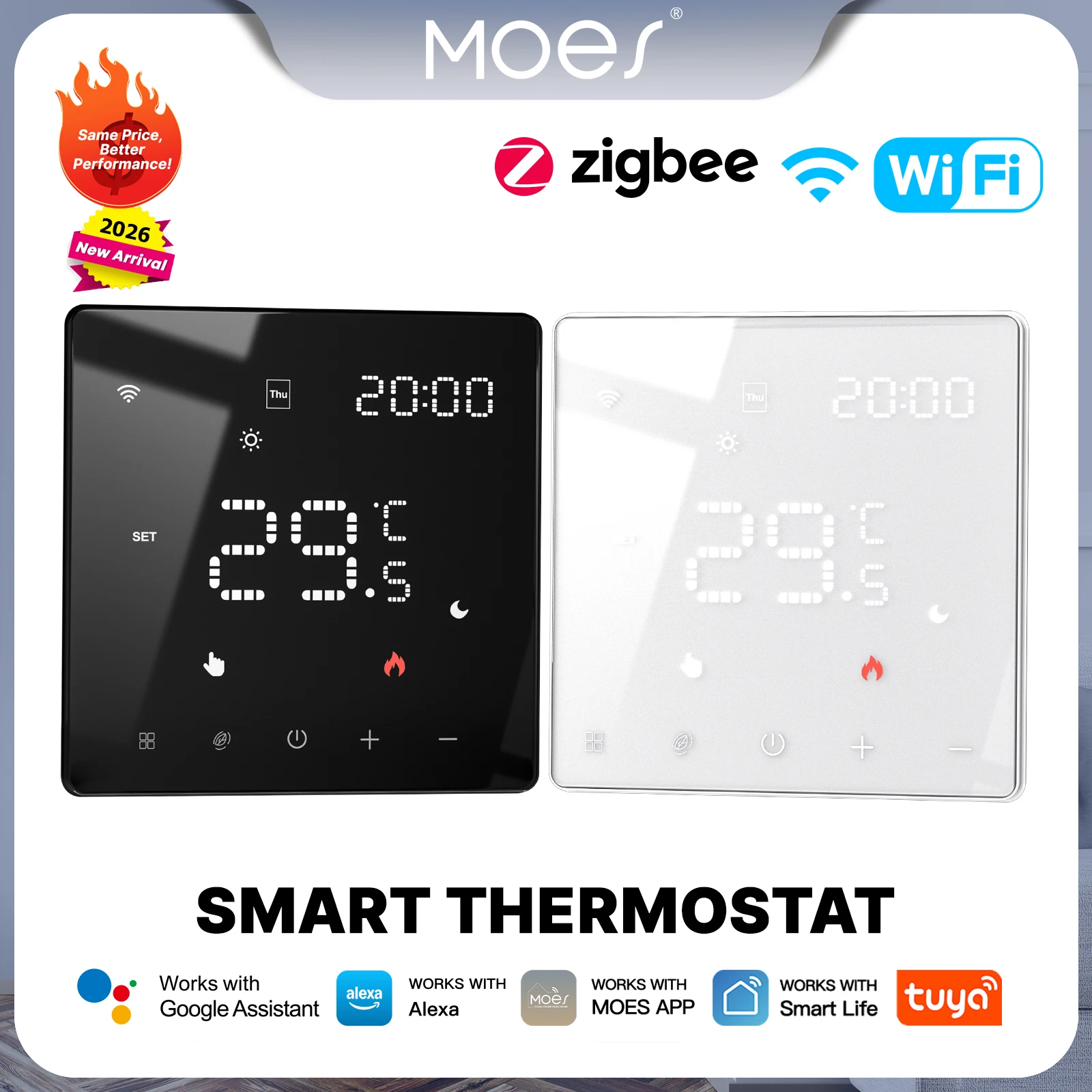 

MOES Tuya WiFi/ZigBee Smart Thermostat Temperature Controller Water Electric Heating Gas Boiler Works With Google Home Alexa