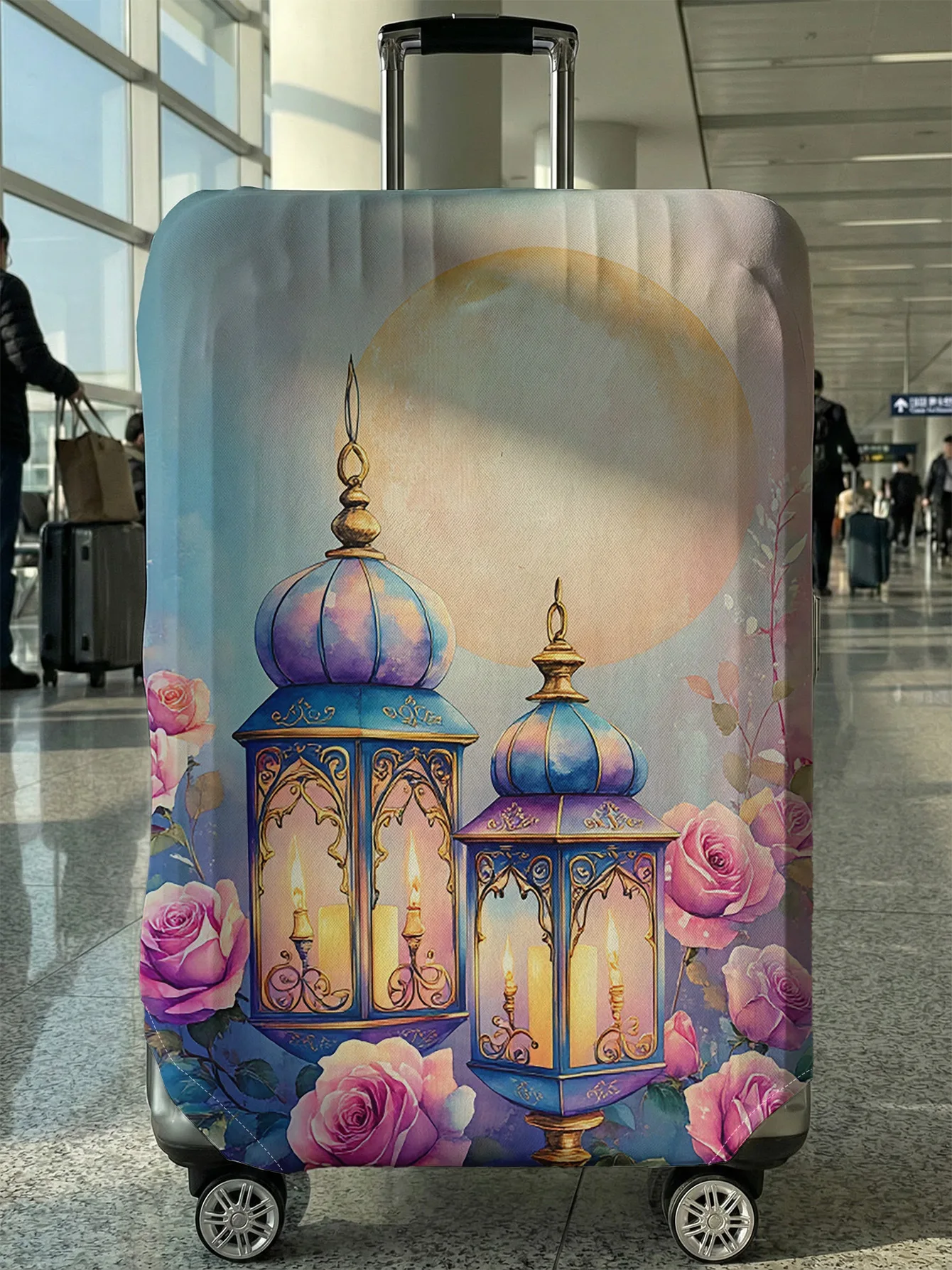 

Чехол для багажа с принтом роз и двойными фонариками, подходит для чемоданов 18-32 дюймов, чехол на ручку чемодана, дорожные аксессуары